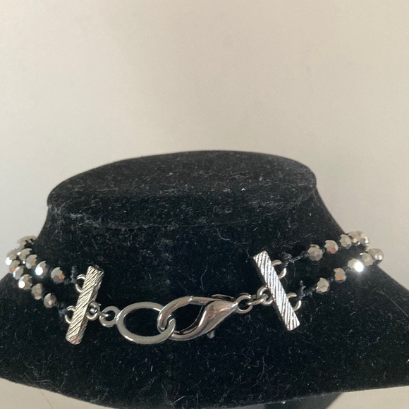 Unique black/gray tone beaded 2-strand necklace - Picture 4 of 6